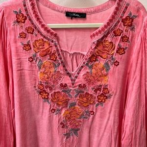 Embroidered rayon tunic, coverup